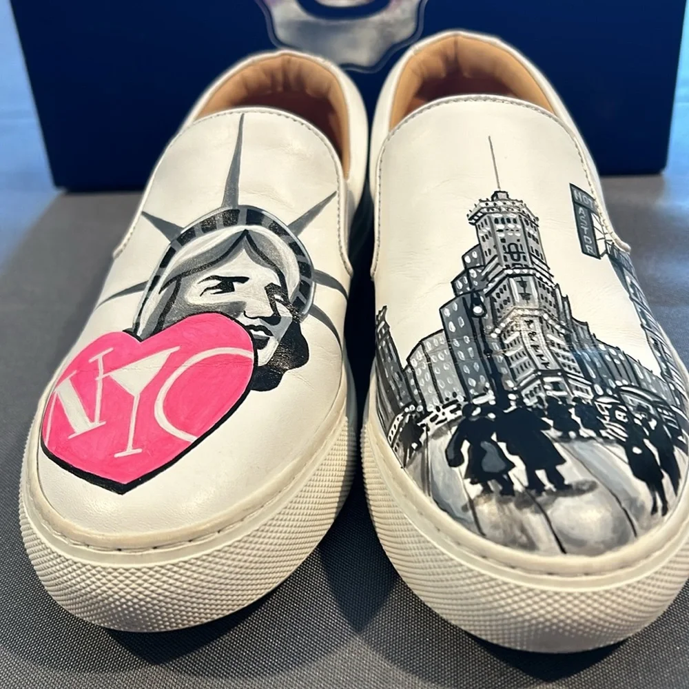 Signed Limited Edition (8/12) Artist Leah Tinari GREATS Sneakers SZ 37 or 6.5 - Picture 9 of 15